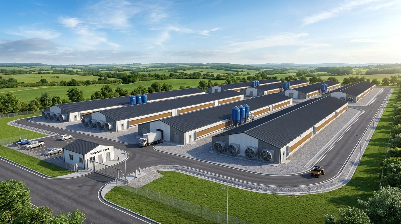30000 adetlik modern tünel havalandırmalı broiler etlik piliç kümesi tesisi yerleşim planı
